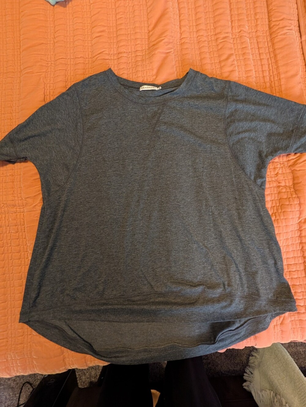 Women's Dark Gray Crewneck Short Sleeve Shirt